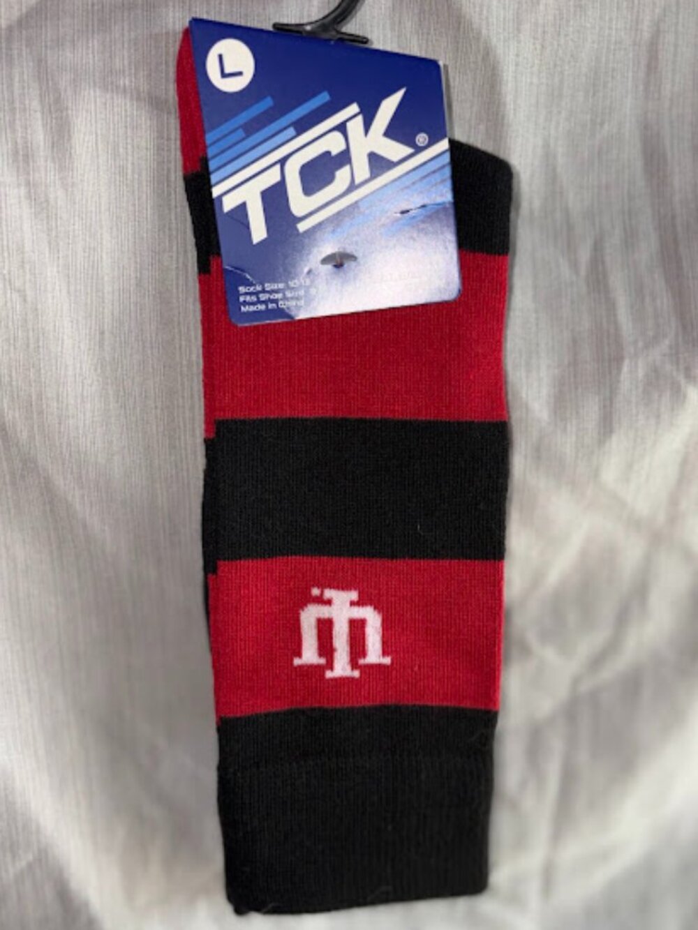 TCK NCAA College Team Striped Crew Socks - Indiana University IU - Dress/Casual